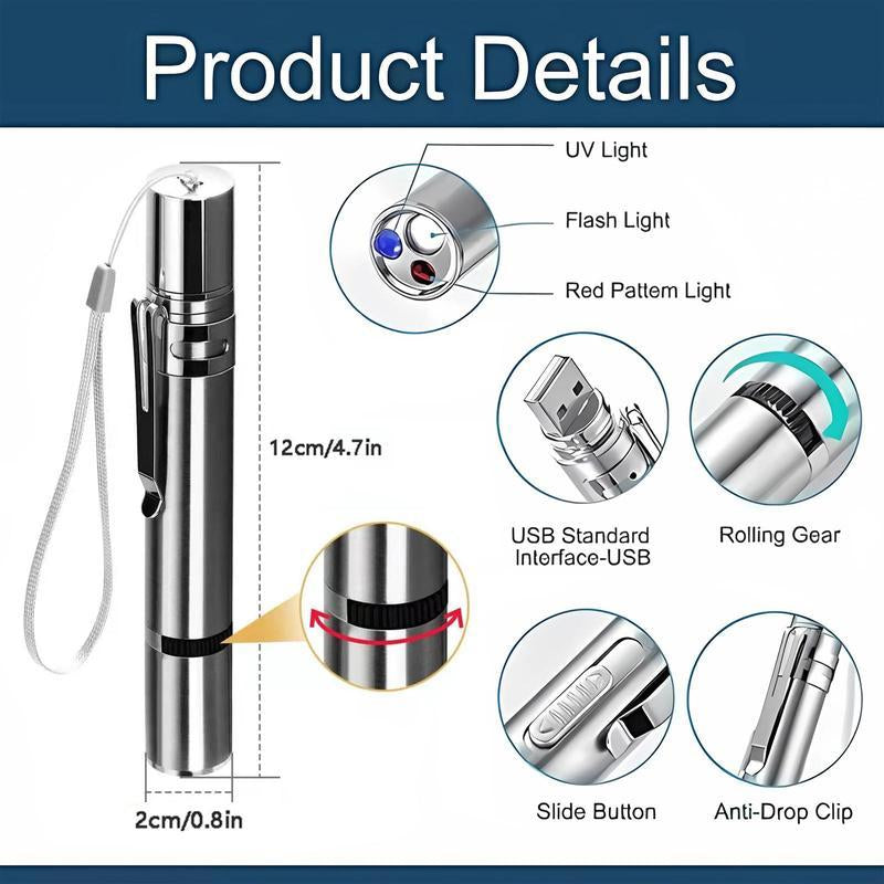 Cat Laser Toy, 7 Adjustable Modes, Rechargeable, Multifunctional Pet Interactive Laser Pointer Toy,Suitable for Indoor Cats and Dogs to Chase and Play