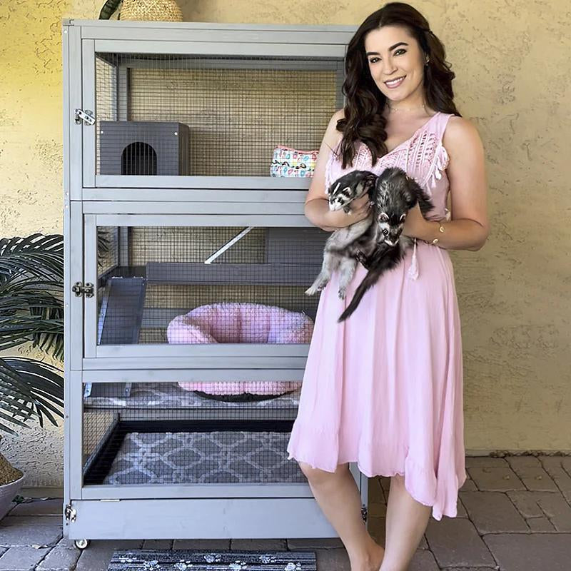 Aivituvin-Air56 Large Wooden Chinchilla Ferret Cage