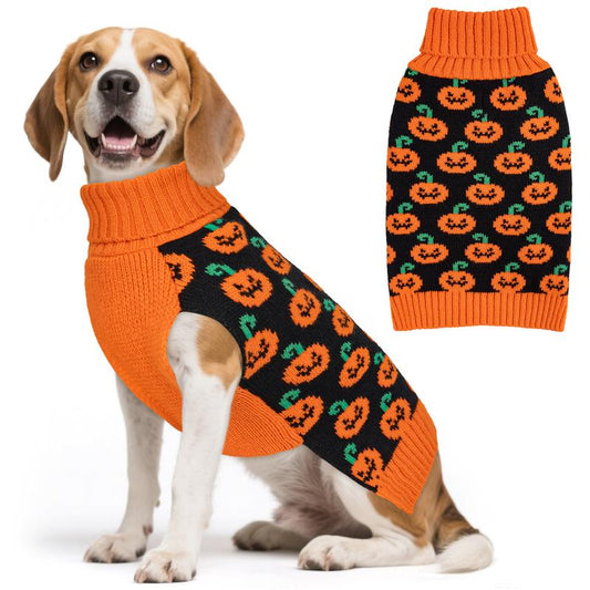 KYEESE Cozy Halloween Dog Pet Sweater Stretchy Ter Funny Sleeveless Spooky Adorable Pumpkin & Ghost Print and Cute & Warm Fall Outfit for Small & Large Dogs Stretchy Shirts Pajamas