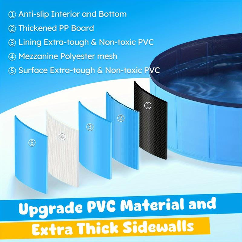 Heavy-Duty Foldable Pet Pool - Quick-Dry Hard Plastic Bath Tub & Outdoor Water Toy , Portable Collapsible Dog Bathtub with Non-Slip Surface, Easy Setup for Indoor/Outdoor Use, Ideal for Large Dogs, Medium Dogs, Cats - Space-Saving Design for Home, Travel