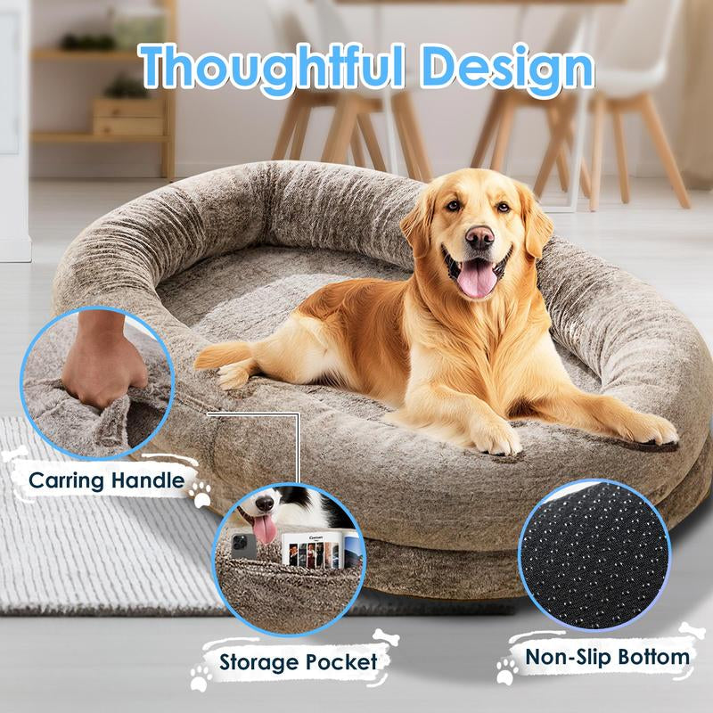 Cozy XL Human Dog Bed for Adults & Pets – Faux Fur Lounger with Pillow & Blanket, Washable Orthopedic Sofa for Deep Sleep & Relaxation – Perfect Gift for Pet Lovers Tictok Shop Contemporary Easy Care Greensboro Furniture