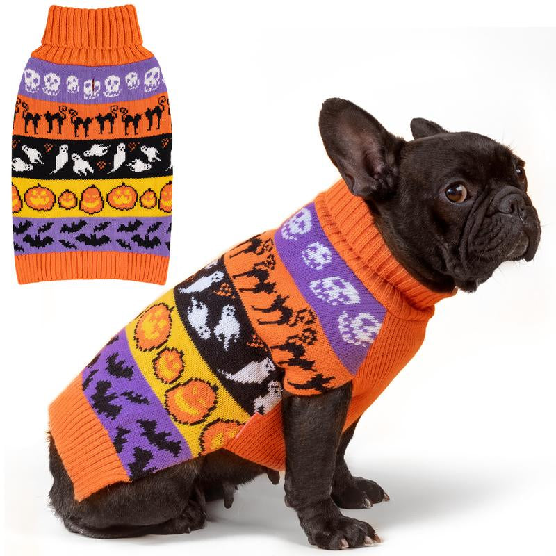 KYEESE Cozy Halloween Dog Pet Sweater Stretchy Ter Funny Sleeveless Spooky Adorable Pumpkin & Ghost Print and Cute & Warm Fall Outfit for Small & Large Dogs Stretchy Shirts Pajamas