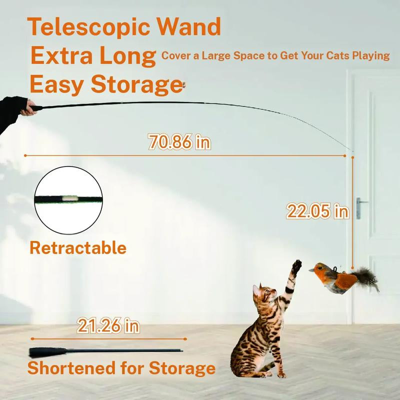 10 in 1 Harsozo Retractable Cat Wand Toy Interactive Cat Feather Wand Cat Fishing Pole Toy with Colorful Combinations and Quick-Swap Clasp for Endless Novelty and Real-Hunt Strategies Labor Day Sale