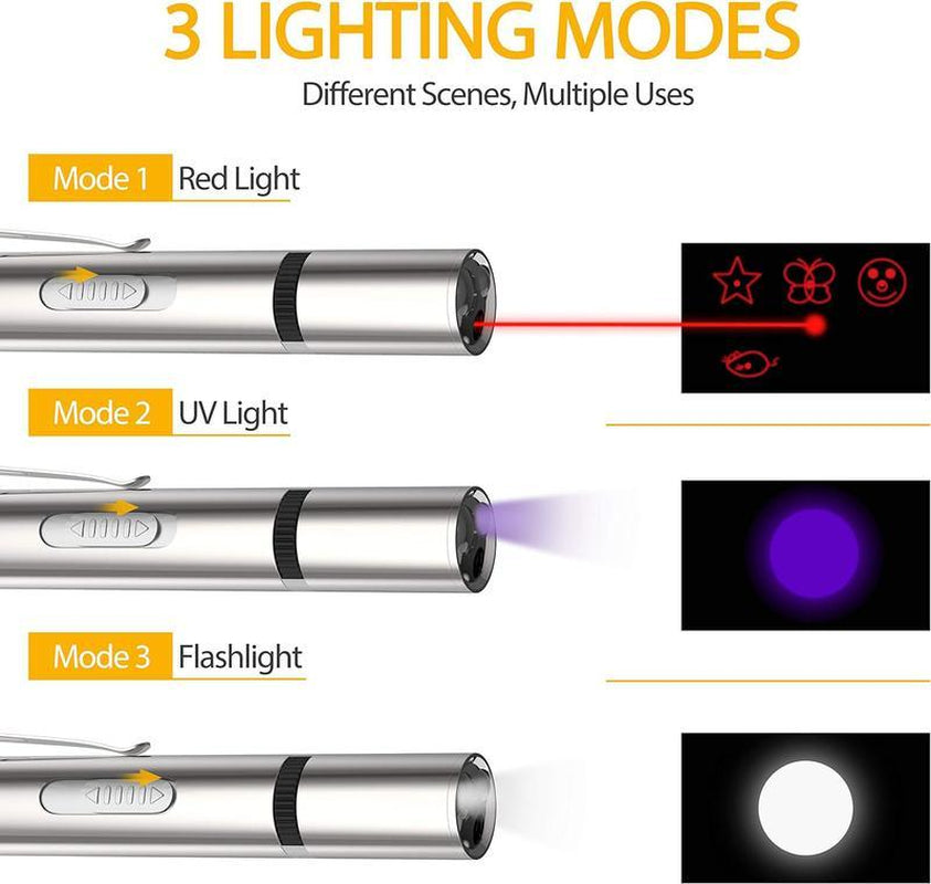 Cat Laser Toy, 7 Adjustable Modes, Rechargeable, Multifunctional Pet Interactive Laser Pointer Toy,Suitable for Indoor Cats and Dogs to Chase and Play