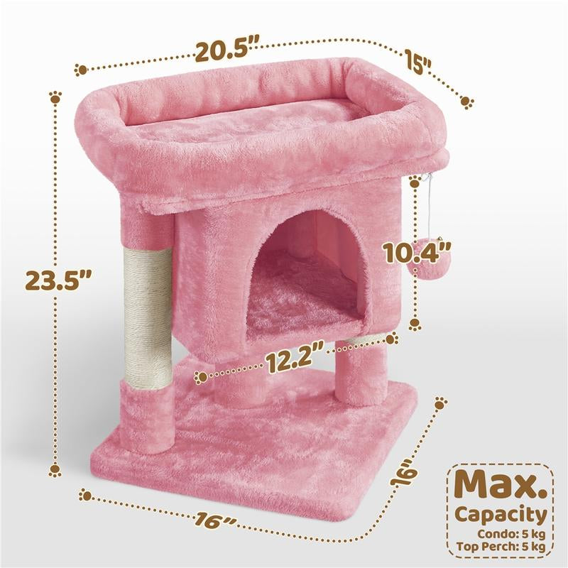 【All Kinds】 Yaheetech Pink Cat Tree Cat Tower Cat Condo with Platform & Hammock, Scratching Posts for Kittens Pet Play House with Plush Perch for Indoor Activity Relaxing