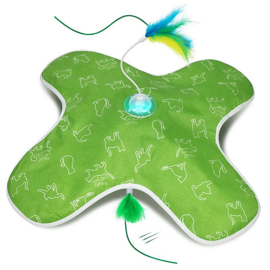 Waaiio Cat Toys for Indoor Cats,Interactive Toy Hide N Seek for Kittens,Automatic Moving Wand Feather,Motion Activated Exercise Toy for Bored Cats Rechargeable (Grey)