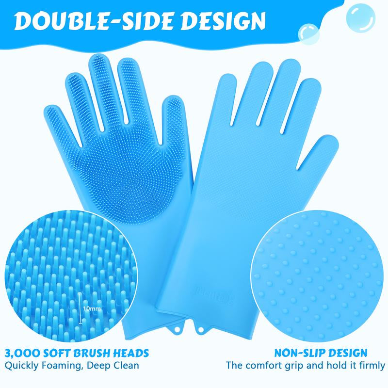 Pecute Pet Grooming Gloves, Heat-Resistant Silicone Pet Bathing Gloves