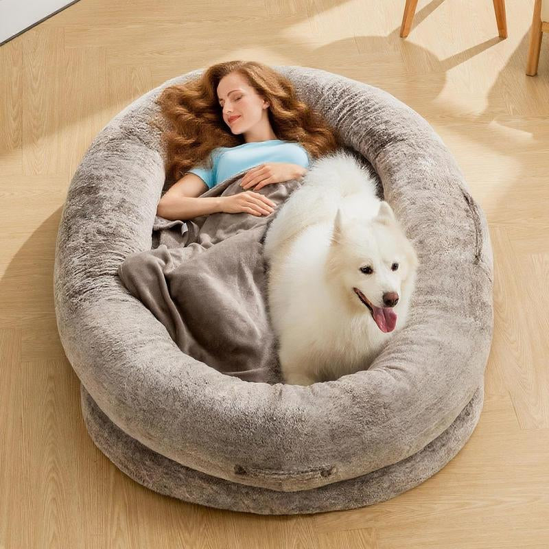 Cozy XL Human Dog Bed for Adults & Pets – Faux Fur Lounger with Pillow & Blanket, Washable Orthopedic Sofa for Deep Sleep & Relaxation – Perfect Gift for Pet Lovers Tictok Shop Contemporary Easy Care Greensboro Furniture
