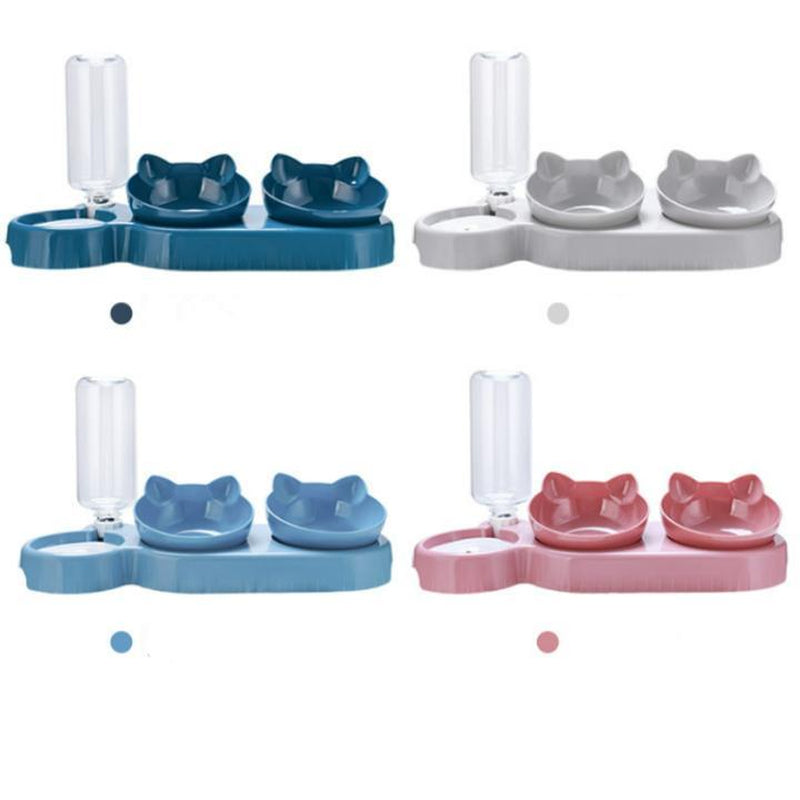 Pet Feeder and Water Dispenser Bowl 2 in 1 | Automatic Cat & Dog Feeding Bowl | Tilted Rotatable Food & Water Dish | Lightweight Portable Pet Accessory with 500Ml Capacity