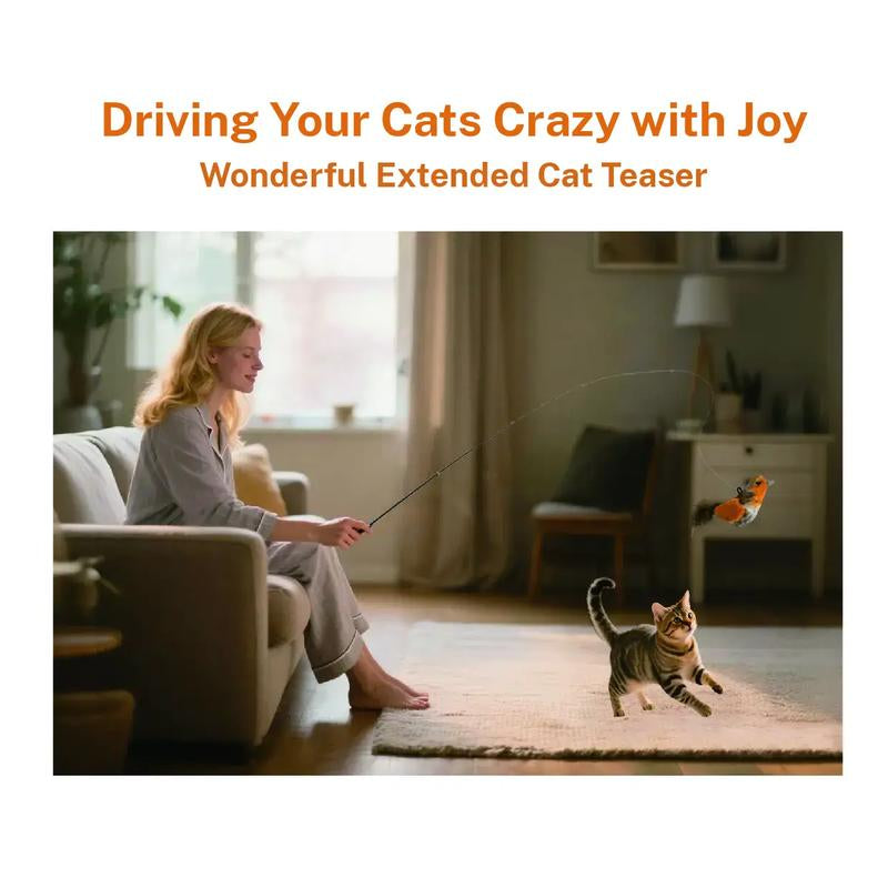 10 in 1 Harsozo Retractable Cat Wand Toy Interactive Cat Feather Wand Cat Fishing Pole Toy with Colorful Combinations and Quick-Swap Clasp for Endless Novelty and Real-Hunt Strategies Labor Day Sale