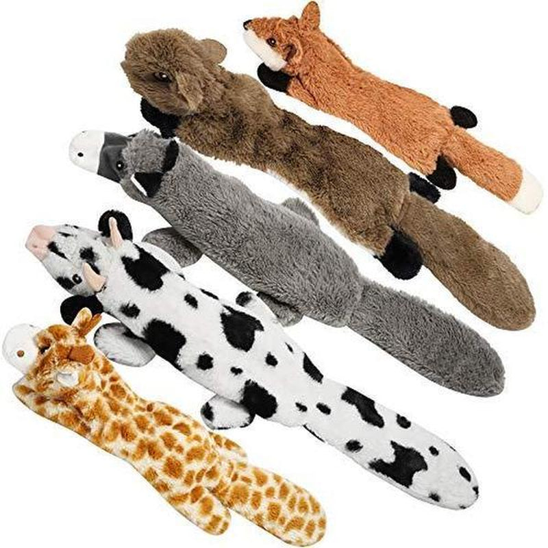 5 PCS Crinkle Dog Squeaky Toys with Double Layer Reinforced Fabric, Durable Plush Dog Toys, No Stuffing Body Dog Toy Set for Small to Large Dogs