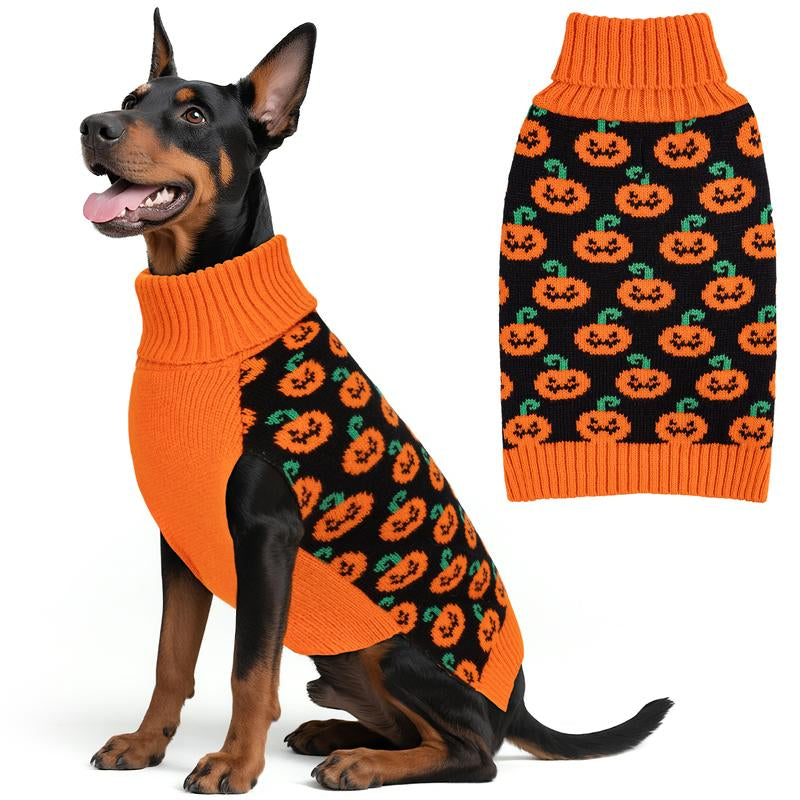 KYEESE Cozy Halloween Dog Pet Sweater Stretchy Ter Funny Sleeveless Spooky Adorable Pumpkin & Ghost Print and Cute & Warm Fall Outfit for Small & Large Dogs Stretchy Shirts Pajamas