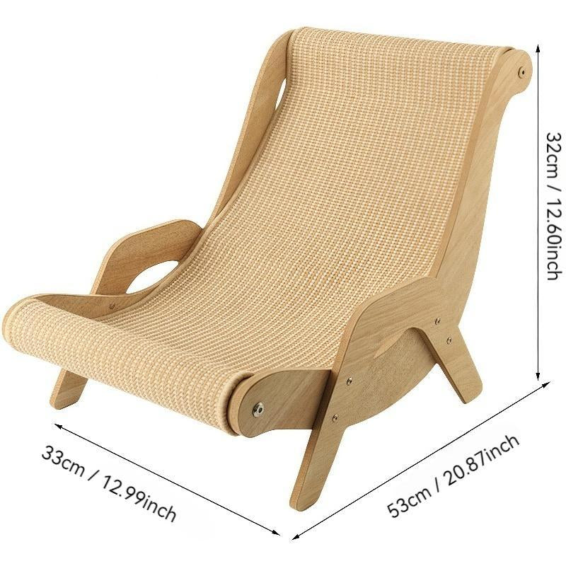 Wooden Cat Scratcher Rocker Bed, Multi-Functional Pet Furniture for Scratching, Lounging & Relaxing, Indoor/Outdoor Use