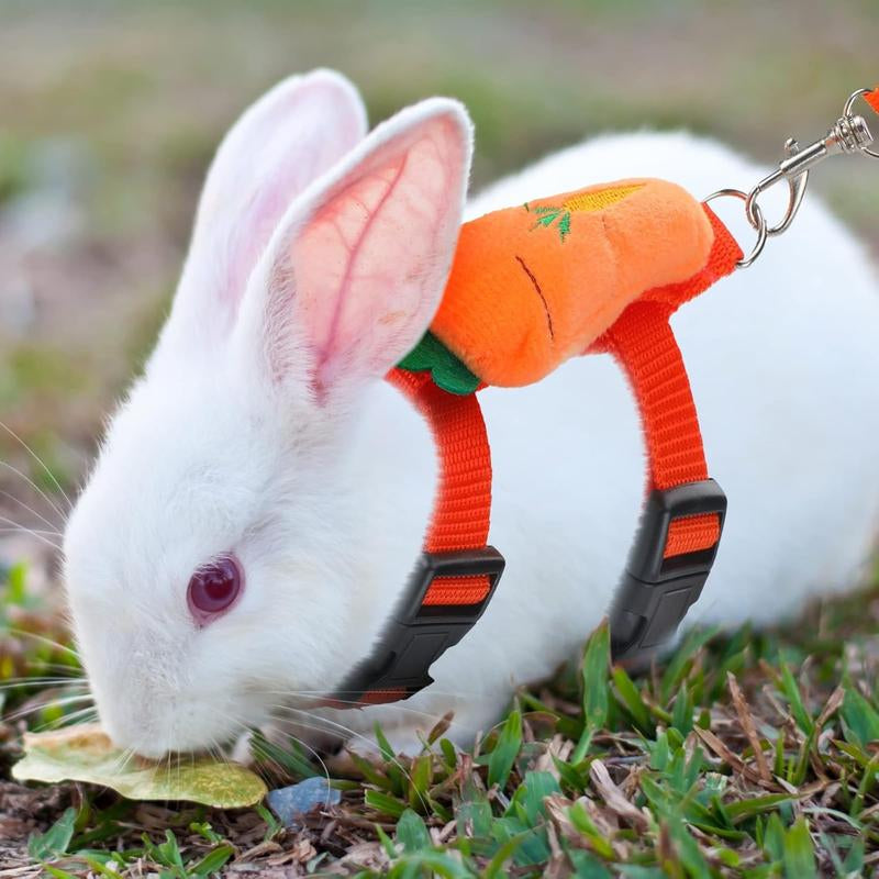 4 Sets Adjustable Bunny Rabbit Harness and Leash Set Small Pet Cute Vest Harness Leash with Decoration for Bunny Ferret Small Pets,Car Interior Accessories
