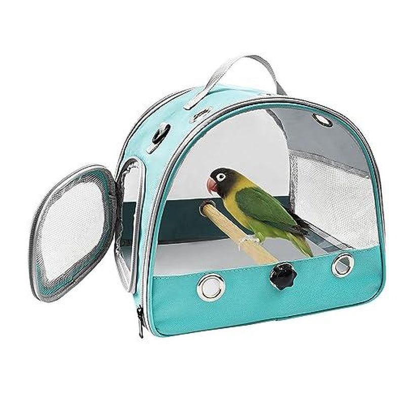 Bird Travel Carrier with Standing Perch Lightweight Breathable Parrot Cage Small Pet Bag Shoulder Strap Rat Guinea Pig Squirrel (Green)