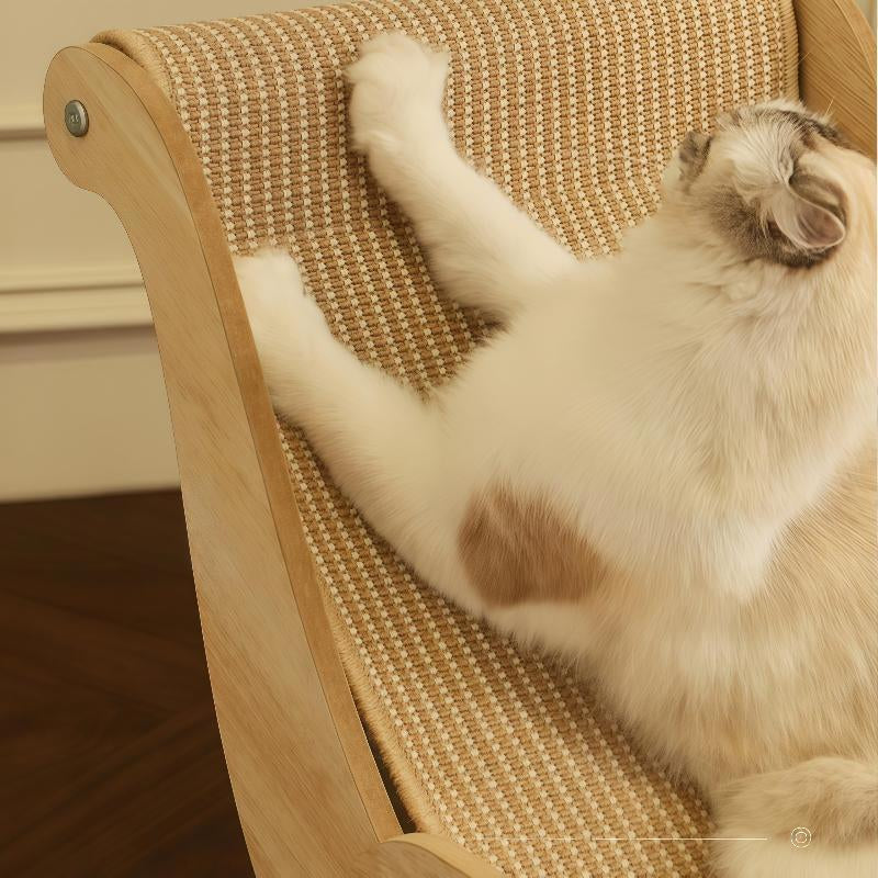 Wooden Cat Scratcher Rocker Bed, Multi-Functional Pet Furniture for Scratching, Lounging & Relaxing, Indoor/Outdoor Use
