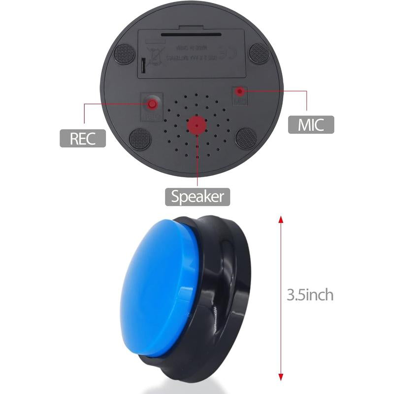 Voice Recording Button, Buttons for Communication Pet Buzzer, 30 Second Record & Playback, Funny for Study Office Home 4 Packs (Rose Red + Dark Blue + Green + Orange)