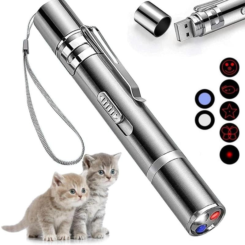 Cat Laser Toy, 7 Adjustable Modes, Rechargeable, Multifunctional Pet Interactive Laser Pointer Toy,Suitable for Indoor Cats and Dogs to Chase and Play