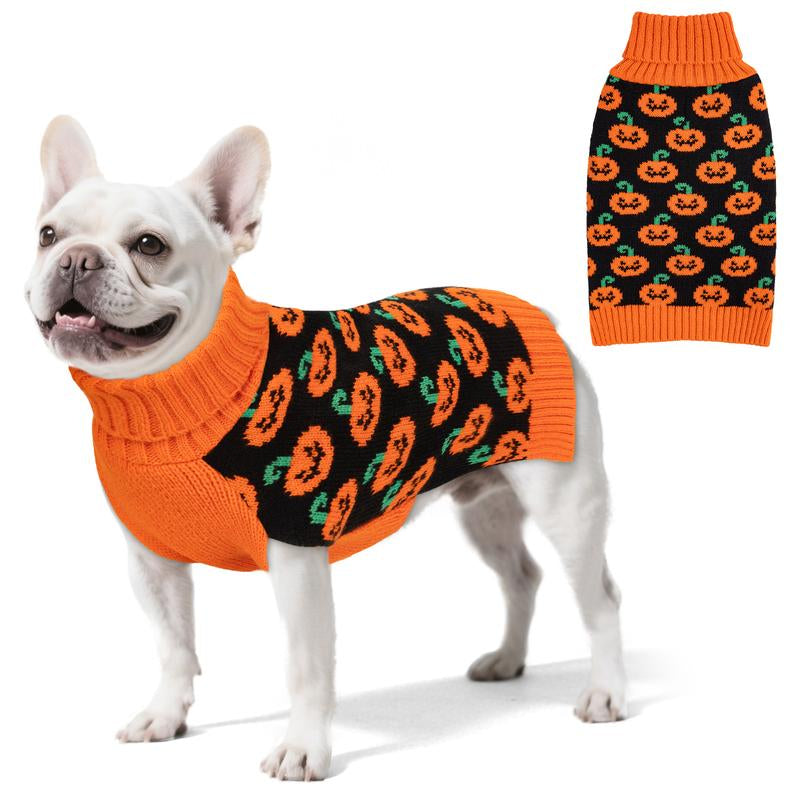 KYEESE Cozy Halloween Dog Pet Sweater Stretchy Ter Funny Sleeveless Spooky Adorable Pumpkin & Ghost Print and Cute & Warm Fall Outfit for Small & Large Dogs Stretchy Shirts Pajamas