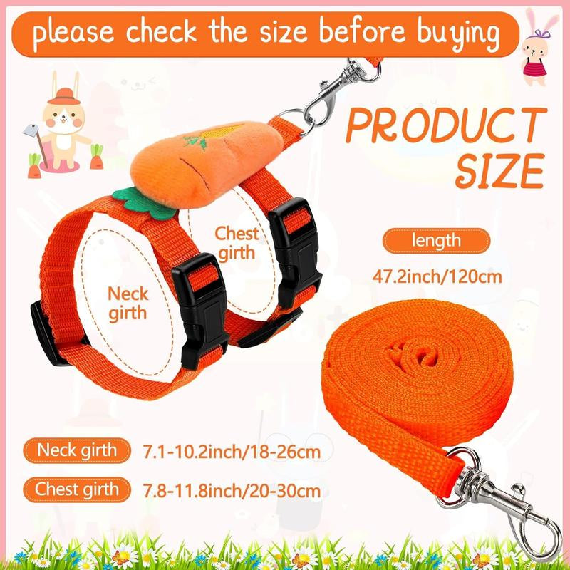 4 Sets Adjustable Bunny Rabbit Harness and Leash Set Small Pet Cute Vest Harness Leash with Decoration for Bunny Ferret Small Pets,Car Interior Accessories