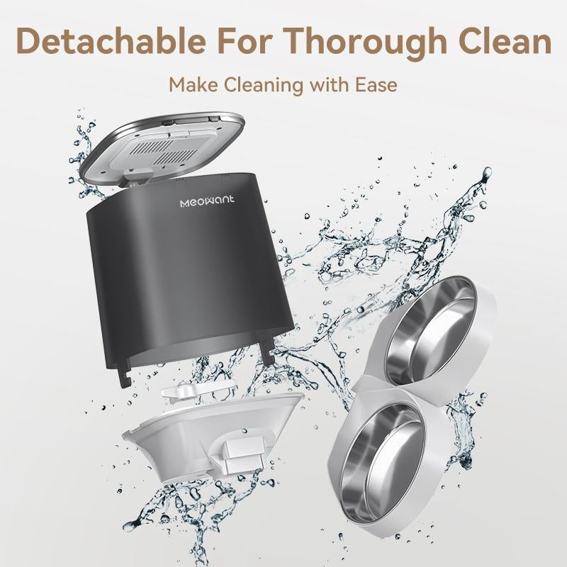 Meowant Automatic Cat Feeder, 5L Dual-Bowl Food Dispenser for Cats and Small Dogs, Timed Feeding with 6 Meals/Day, 48 Portions, and 10S Voice Recorder