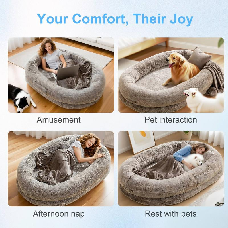 Cozy XL Human Dog Bed for Adults & Pets – Faux Fur Lounger with Pillow & Blanket, Washable Orthopedic Sofa for Deep Sleep & Relaxation – Perfect Gift for Pet Lovers Tictok Shop Contemporary Easy Care Greensboro Furniture