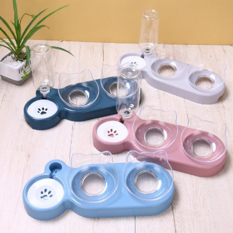 Pet Feeder and Water Dispenser Bowl 2 in 1 | Automatic Cat & Dog Feeding Bowl | Tilted Rotatable Food & Water Dish | Lightweight Portable Pet Accessory with 500Ml Capacity