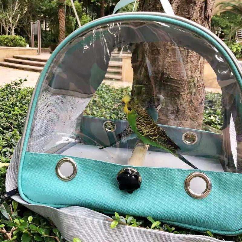 Bird Travel Carrier with Standing Perch Lightweight Breathable Parrot Cage Small Pet Bag Shoulder Strap Rat Guinea Pig Squirrel (Green)