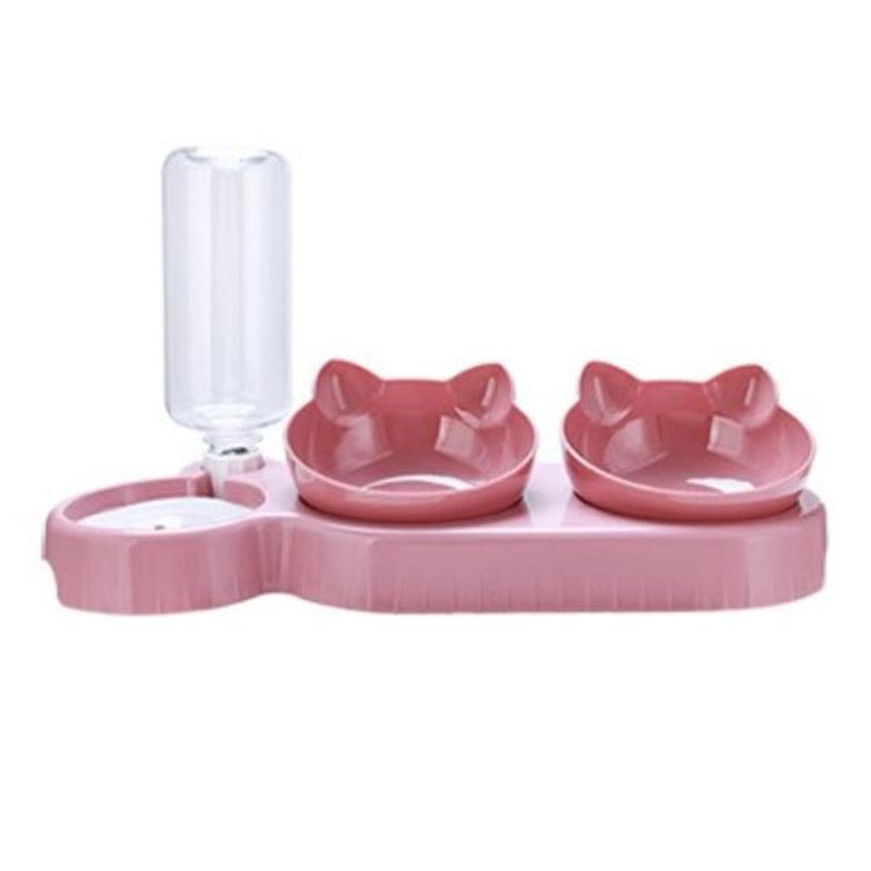 Pet Feeder and Water Dispenser Bowl 2 in 1 | Automatic Cat & Dog Feeding Bowl | Tilted Rotatable Food & Water Dish | Lightweight Portable Pet Accessory with 500Ml Capacity