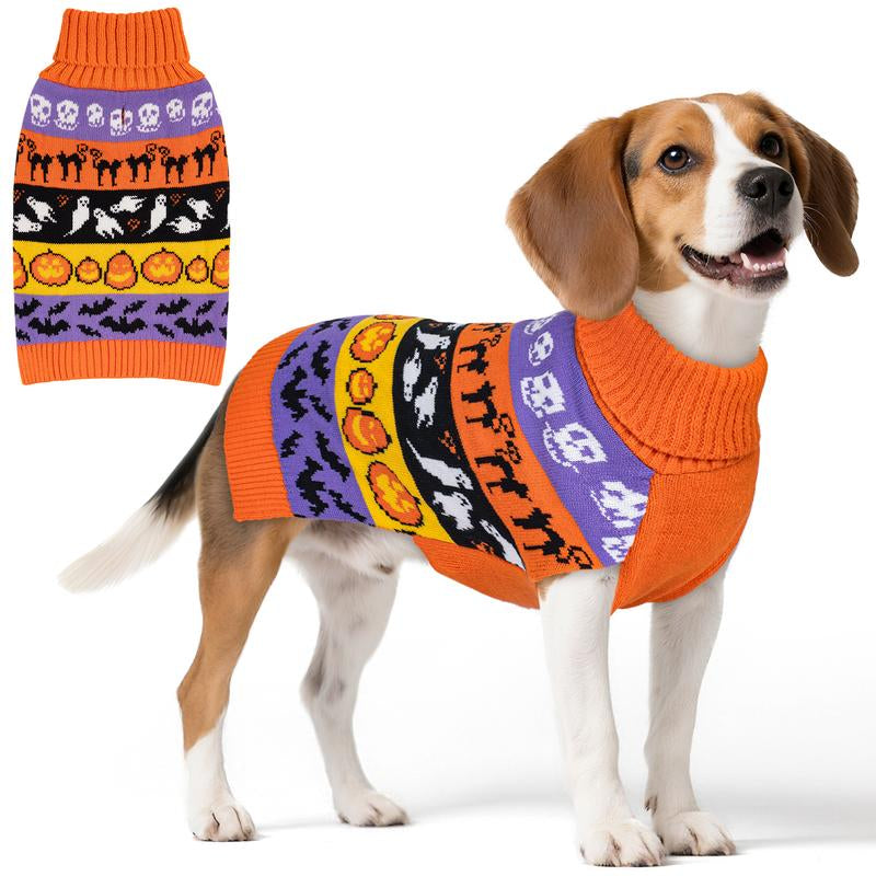 KYEESE Cozy Halloween Dog Pet Sweater Stretchy Ter Funny Sleeveless Spooky Adorable Pumpkin & Ghost Print and Cute & Warm Fall Outfit for Small & Large Dogs Stretchy Shirts Pajamas
