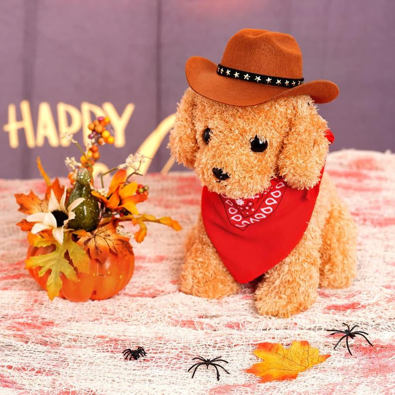 Pet Cowboy Costume Halloween Costumes for Dogs Cat Cowboy Hat with Bandana Scarf (Small)