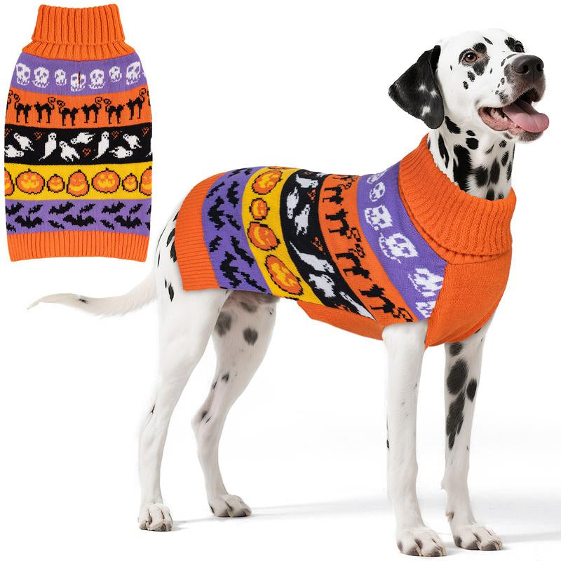 KYEESE Cozy Halloween Dog Pet Sweater Stretchy Ter Funny Sleeveless Spooky Adorable Pumpkin & Ghost Print and Cute & Warm Fall Outfit for Small & Large Dogs Stretchy Shirts Pajamas