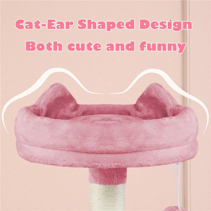 【All Kinds】 Yaheetech Pink Cat Tree Cat Tower Cat Condo with Platform & Hammock, Scratching Posts for Kittens Pet Play House with Plush Perch for Indoor Activity Relaxing