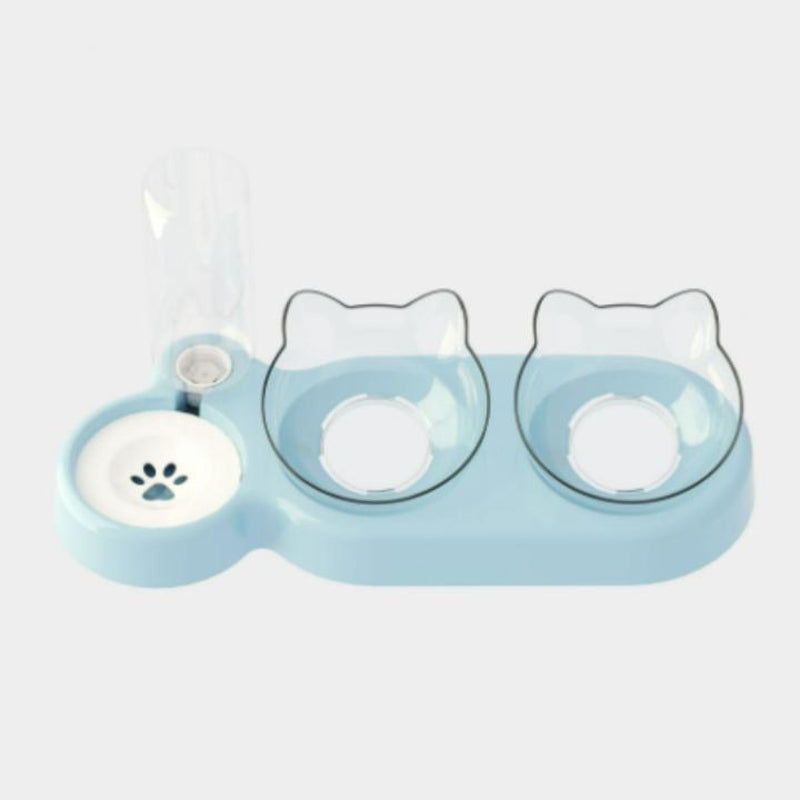 Pet Feeder and Water Dispenser Bowl 2 in 1 | Automatic Cat & Dog Feeding Bowl | Tilted Rotatable Food & Water Dish | Lightweight Portable Pet Accessory with 500Ml Capacity