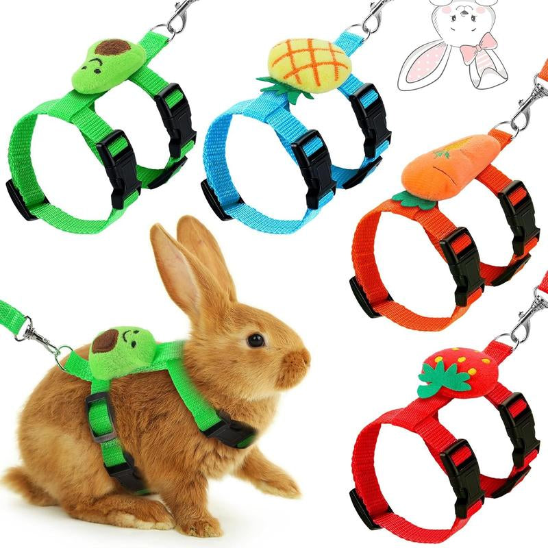 4 Sets Adjustable Bunny Rabbit Harness and Leash Set Small Pet Cute Vest Harness Leash with Decoration for Bunny Ferret Small Pets,Car Interior Accessories