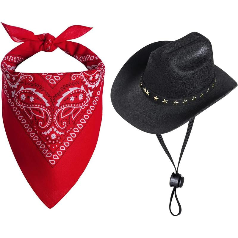Pet Cowboy Costume Halloween Costumes for Dogs Cat Cowboy Hat with Bandana Scarf (Small)