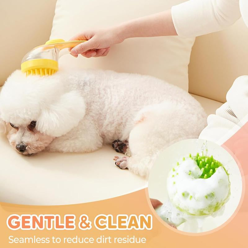 Pet Bath Brush 2 in 1 Dog Bath Brush with Built-In Shampoo Dispenser Multi-Functional Dog Bath Brush for Long & Short Haired Dogs Cats Shower