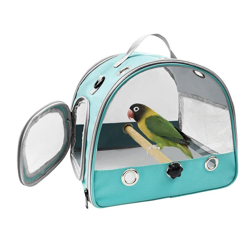 Bird Travel Carrier with Standing Perch Lightweight Breathable Parrot Cage Small Pet Bag Shoulder Strap Rat Guinea Pig Squirrel (Green)