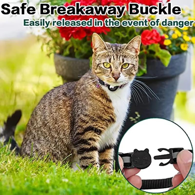ATUBAN Airtag Cat Collar Breakaway, Reflective Kitten Collar with Apple Air Tag Holder and Bell for Girl Boy Cats, 0.4 Inches  Airtag Cat