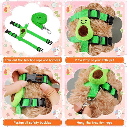 4 Sets Adjustable Bunny Rabbit Harness and Leash Set Small Pet Cute Vest Harness Leash with Decoration for Bunny Ferret Small Pets,Car Interior Accessories