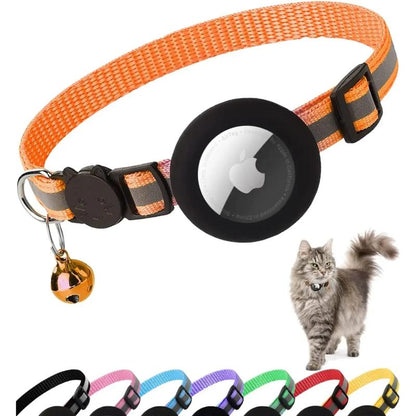 ATUBAN Airtag Cat Collar Breakaway, Reflective Kitten Collar with Apple Air Tag Holder and Bell for Girl Boy Cats, 0.4 Inches  Airtag Cat