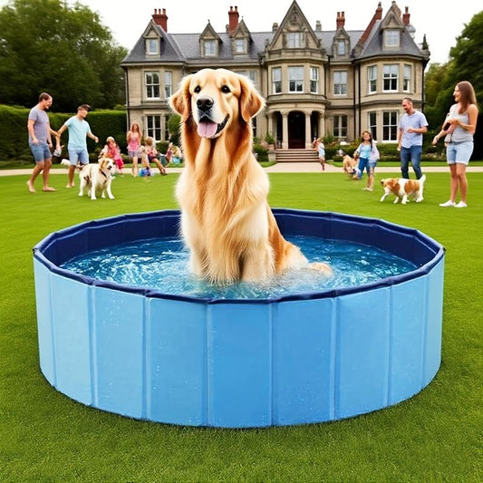 Heavy-Duty Foldable Pet Pool - Quick-Dry Hard Plastic Bath Tub & Outdoor Water Toy , Portable Collapsible Dog Bathtub with Non-Slip Surface, Easy Setup for Indoor/Outdoor Use, Ideal for Large Dogs, Medium Dogs, Cats - Space-Saving Design for Home, Travel