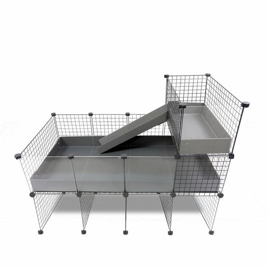 Guinea Pig Condo C&C Cage with Pillars, Balcony, and Ramp- Guineadad