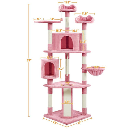 【All Kinds】 Yaheetech Pink Cat Tree Cat Tower Cat Condo with Platform & Hammock, Scratching Posts for Kittens Pet Play House with Plush Perch for Indoor Activity Relaxing