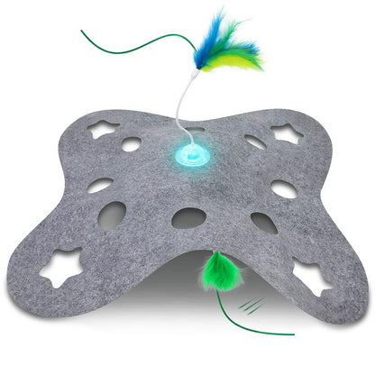 Waaiio Cat Toys for Indoor Cats,Interactive Toy Hide N Seek for Kittens,Automatic Moving Wand Feather,Motion Activated Exercise Toy for Bored Cats Rechargeable (Grey)