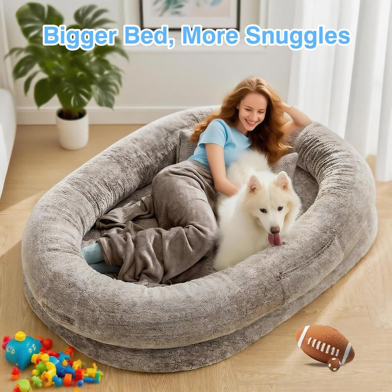 Cozy XL Human Dog Bed for Adults & Pets – Faux Fur Lounger with Pillow & Blanket, Washable Orthopedic Sofa for Deep Sleep & Relaxation – Perfect Gift for Pet Lovers Tictok Shop Contemporary Easy Care Greensboro Furniture