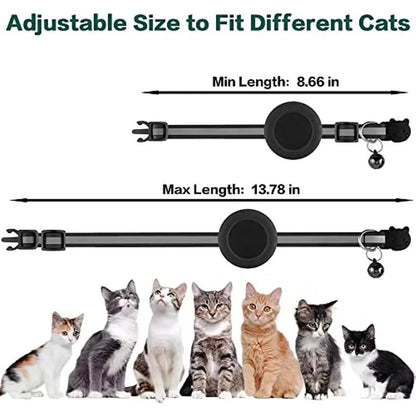 ATUBAN Airtag Cat Collar Breakaway, Reflective Kitten Collar with Apple Air Tag Holder and Bell for Girl Boy Cats, 0.4 Inches  Airtag Cat