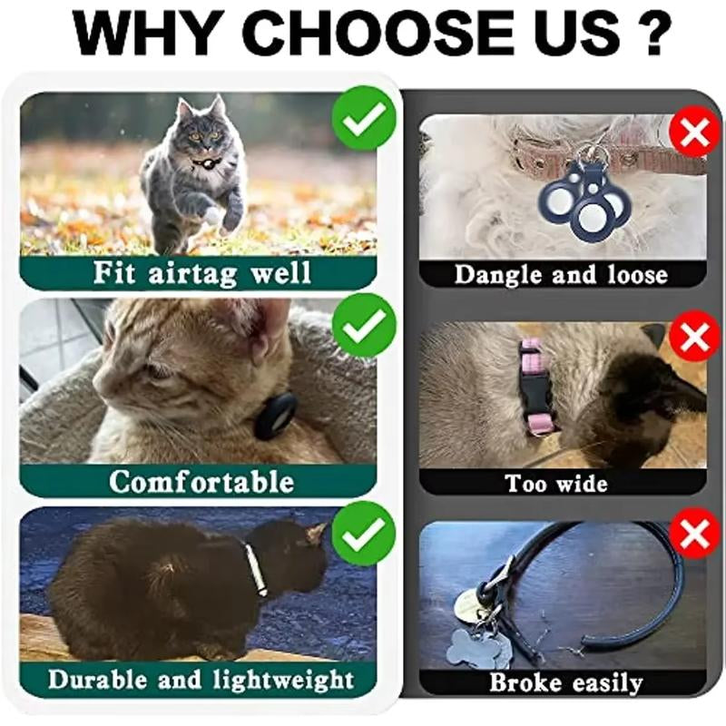 ATUBAN Airtag Cat Collar Breakaway, Reflective Kitten Collar with Apple Air Tag Holder and Bell for Girl Boy Cats, 0.4 Inches  Airtag Cat
