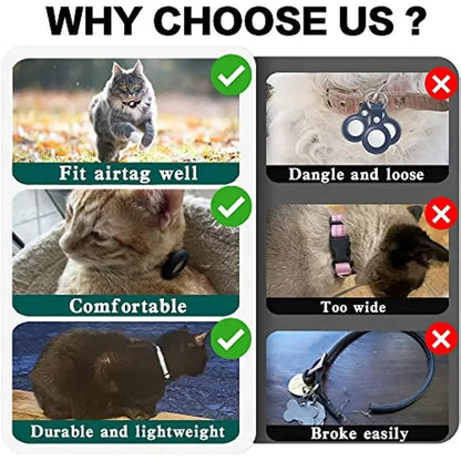 ATUBAN Airtag Cat Collar Breakaway, Reflective Kitten Collar with Apple Air Tag Holder and Bell for Girl Boy Cats, 0.4 Inches  Airtag Cat