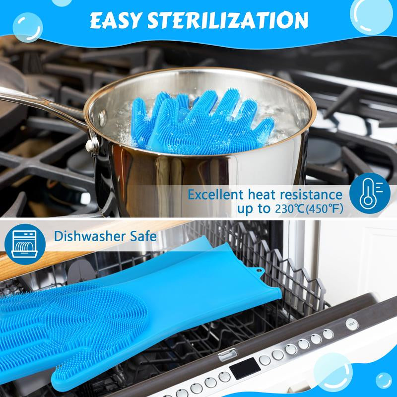 Pecute Pet Grooming Gloves, Heat-Resistant Silicone Pet Bathing Gloves